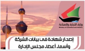 إصدار شهادة في بيانات الشركة وأسماء أعضاء مجلس الإدارة